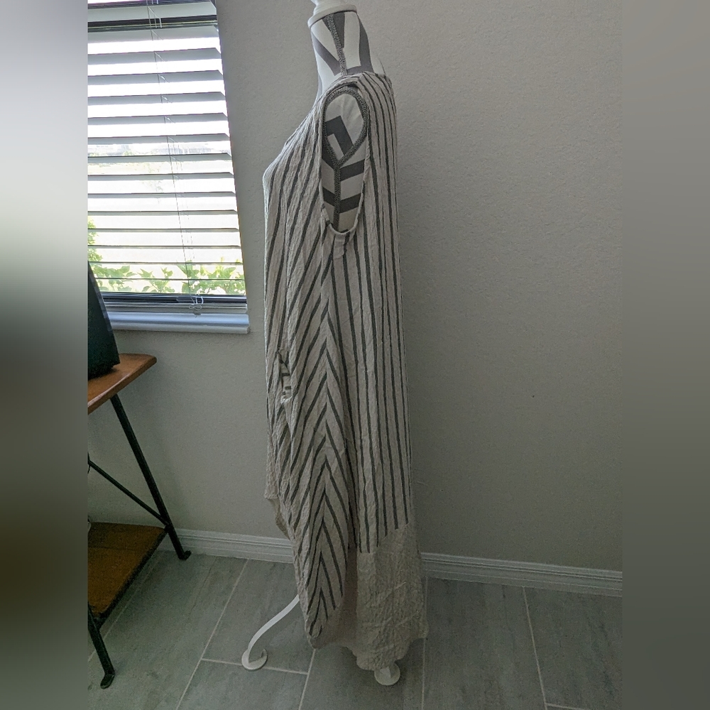 Gershon Bram Beige & Black Striped Gauze Striped … - image 5